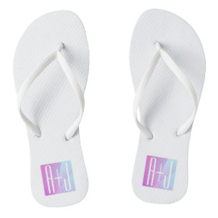 Cool Geometric Pink & Purple   Couples Initials Thongs