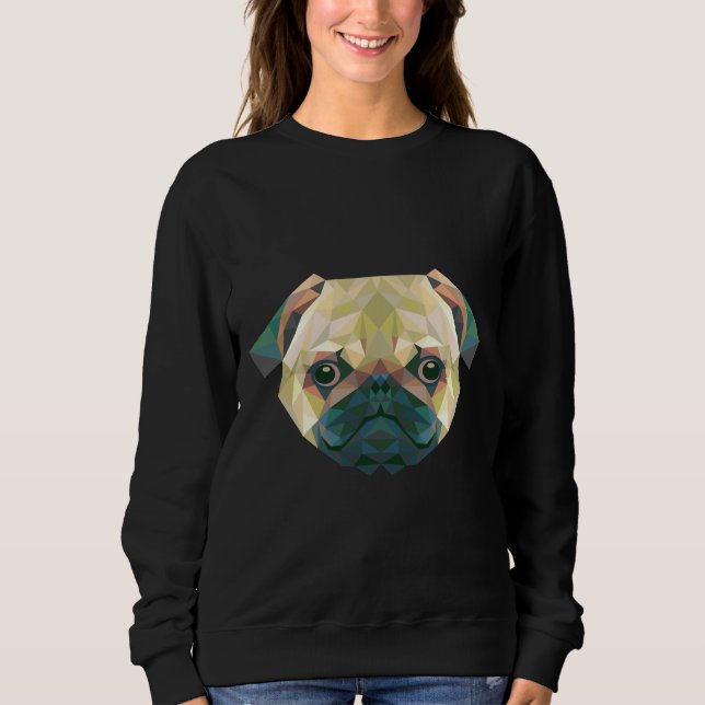 Cool Geometric Prism Pug Tshirt FuturisticTee Clas (Front)