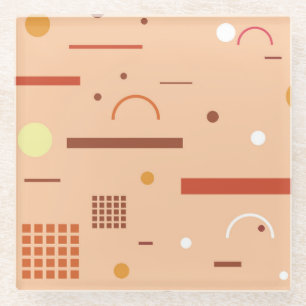 Cool Geometric Shapes, Lines and Dots Glass Coaster
