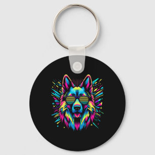 Cool German Shepherd Dog Abstract Art Style Christ Key Ring