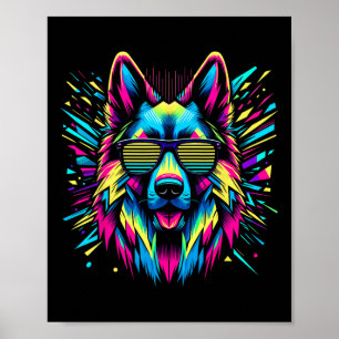 Cool German Shepherd Dog Abstract Art Style Christ Poster