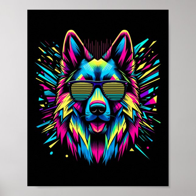 Cool German Shepherd Dog Abstract Art Style Christ Poster (Front)