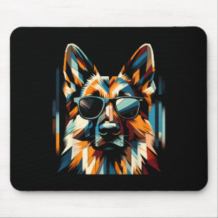 Cool German Shepherd Dog Cubism Art Style Christma Mouse Pad