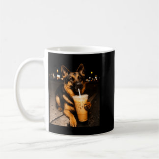 Cool German Shepherd Dog Drinking Iced Coffee Dog Mug