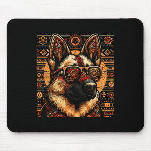 Cool German Shepherd Dog Ethnic Art Style Christma Mouse Pad