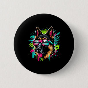 Cool German Shepherd Dog Graffiti Art Style Christ 6 Cm Round Badge