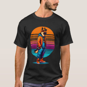 Cool German Shepherd Dog Modern Urban Style Sunset T-Shirt