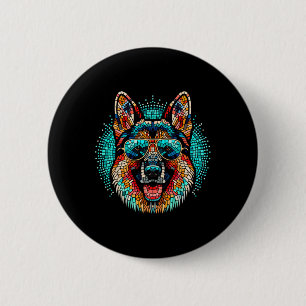 Cool German Shepherd Dog Mosaic Art Style Christma 6 Cm Round Badge