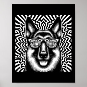 Cool German Shepherd Dog Op Art Style Christmas 1  Poster