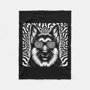 Cool German Shepherd Dog Op Art Style Christmas Fleece Blanket