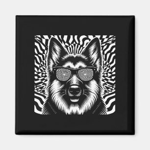 Cool German Shepherd Dog Op Art Style Christmas Magnet