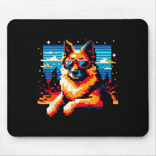 Cool German Shepherd Dog Pixel Art Style Christmas Mouse Pad
