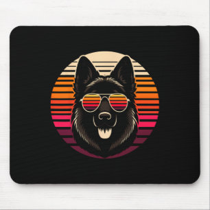 Cool German Shepherd Dog Retro Sunset Art Style Ch Mouse Pad