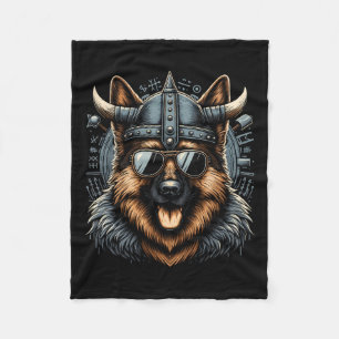 Cool German Shepherd Dog Viking Art Style Christma Fleece Blanket