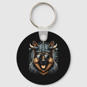 Cool German Shepherd Dog Viking Art Style Christma Key Ring