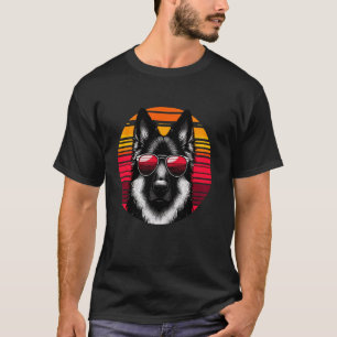 Cool German Shepherd Dog Vintage Retro Sunset Sung T-Shirt