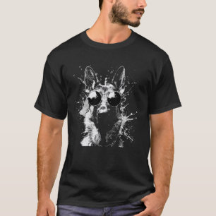 Cool German Shepherd Dog with Sunglasses Splash Ar T-Shirt
