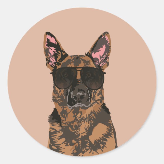 Cool German Shepherd for German Shepherd Lovers Classic Round Sticker (Front)