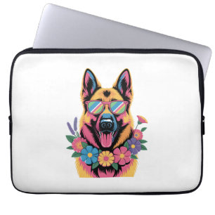 Cool German Shepherd in Neon Shades Laptop Sleeve