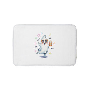 Cool Ghost Halloween Vibes Bath Mat