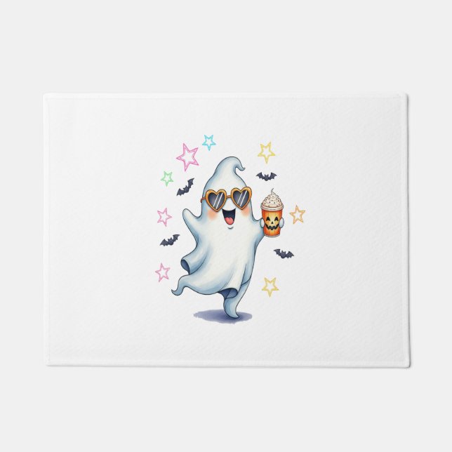 Cool Ghost Halloween Vibes Doormat (Front)