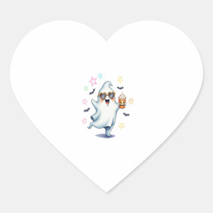 Cool Ghost Halloween Vibes Heart Sticker