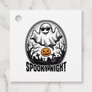 Cool Ghost Halloween Vintage Engraving Tee Art_1 Favour Tags