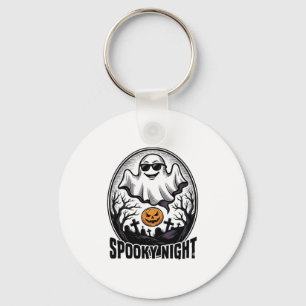 Cool Ghost Halloween Vintage Engraving Tee Art_1 Key Ring