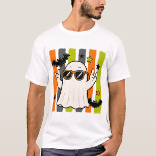 Cool Ghost Sunglasses Rock On Halloween T-Shirt