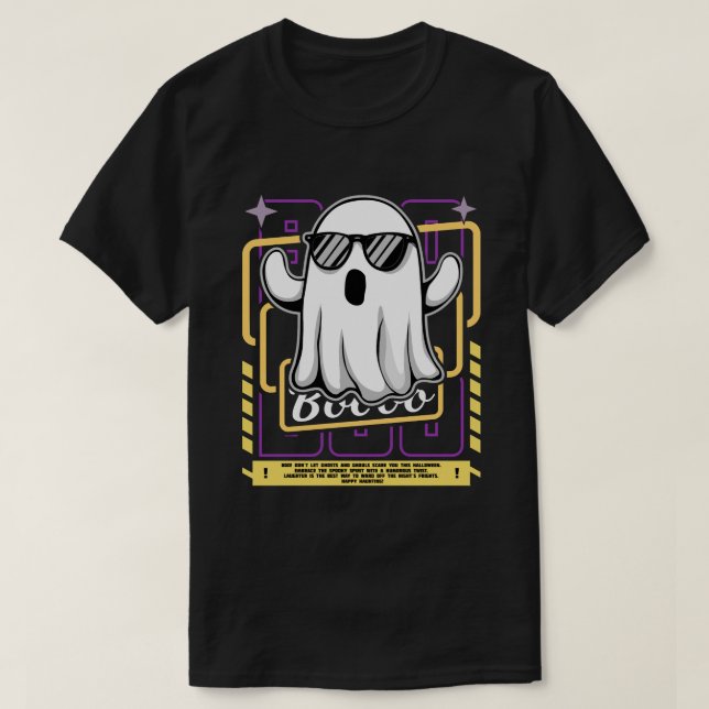 Cool Ghost With Sunglasses Funny Halloween Boo T-Shirt (Design Front)