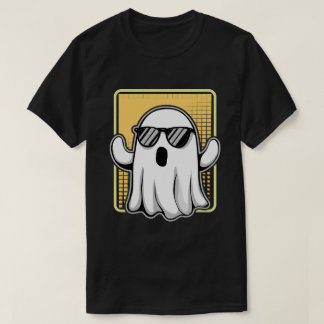 Cool Ghost With Sunglasses Retro Grid T-Shirt