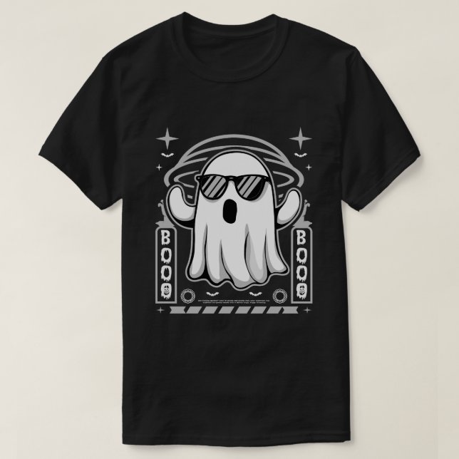 Cool Ghost With Sunglasses Spooky Boo Halloween T-Shirt (Design Front)