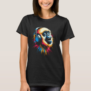 Cool Gibbon Monkey Headphone Music Art Christmas B T-Shirt