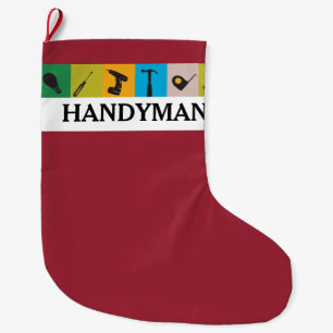Cool Gift for Him! Repairman Handyman Work Tools Large Christmas Stocking