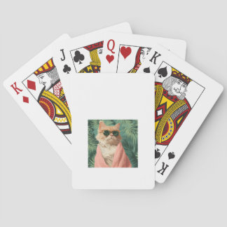 Cool Ginger Cat Vacation Vibes Aesthetic Playing Cards