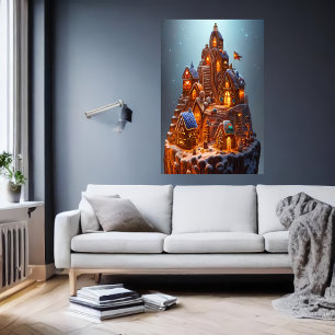 Cool Gingerbread village   AI Art Poster