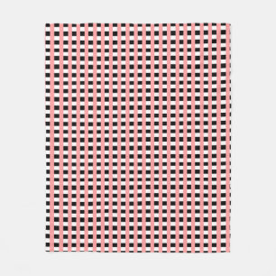 Cool Gingham Pink Black and White Pattern Design Fleece Blanket