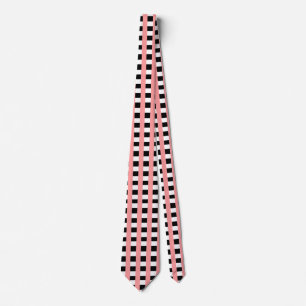Cool Gingham Pink Black and White Pattern Design Tie