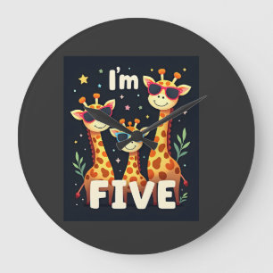 Cool Giraffe 5th Birthday Party 5 Year Old Toddler Large Clock