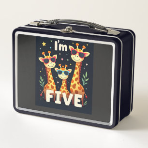 Cool Giraffe 5th Birthday Party 5 Year Old Toddler Metal Lunch Box