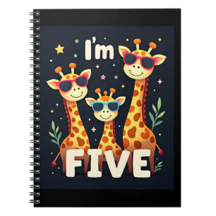 Cool Giraffe 5th Birthday Party 5 Year Old Toddler Notebook