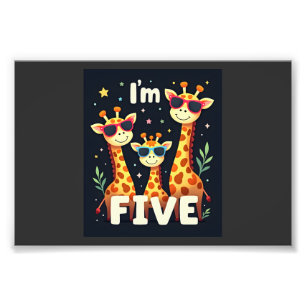 Cool Giraffe 5th Birthday Party 5 Year Old Toddler Photo Print
