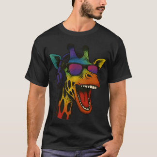 Cool giraffe 90s sunglasses headphones music girl T-Shirt