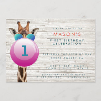 Cool Giraffe and Bubblegum | Party Invitation