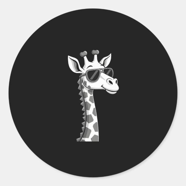 Cool Giraffe Art For Men Women Kids Animal Lover A Classic Round Sticker (Front)