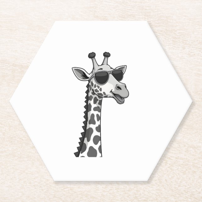 Cool Giraffe Art For Men Women Kids Animal Lover A Paper Coaster (Front)
