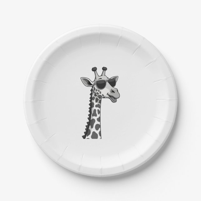 Cool Giraffe Art For Men Women Kids Animal Lover A Paper Plate (Front)