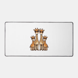 Cool Giraffe Family Sunglasses Vintage Engraving T Desk Mat