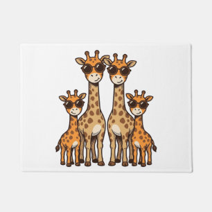 Cool Giraffe Family Sunglasses Vintage Engraving T Doormat