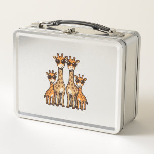 Cool Giraffe Family Sunglasses Vintage Engraving T Metal Lunch Box